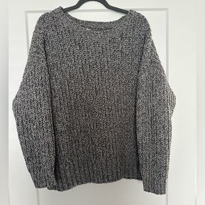 American Eagle Outfitters oversized gray and White Crew Neck Sweater